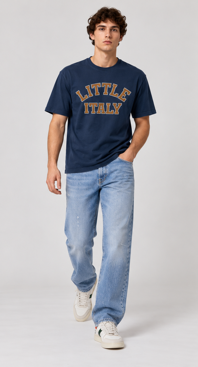 LITTLE ITALY T-SHIRT - HEAVY CARBON PEACHED JERSEY