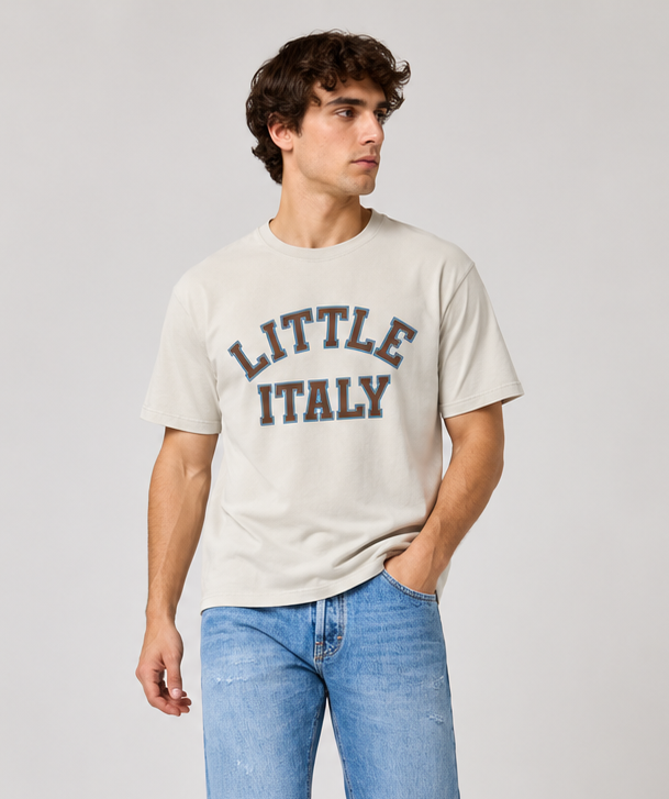 LITTLE ITALY T-SHIRT - HEAVY CARBON PEACHED JERSEY