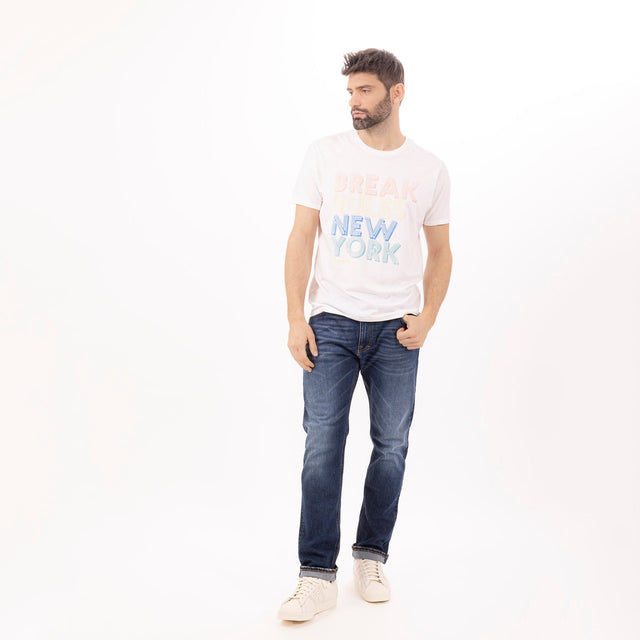 MAN'S CREWNECK "BREAK RULES" SHORT SLEEVE T-SHIRT - VINTAGE JERSEY