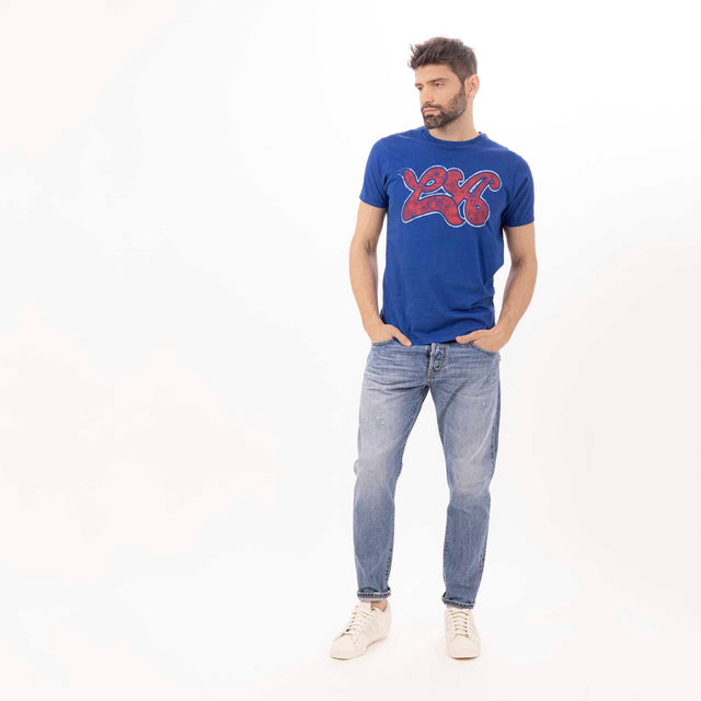MAN'S "LA" CREWNECK SHORT SLEEVE T-SHIRT - VINTAGE JERSEY