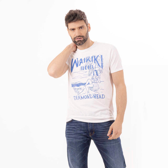 MAN'S "WAIKIKI" CREWNECK SHORT SLEEVE T-SHIRT - VINTAGE JERSEY