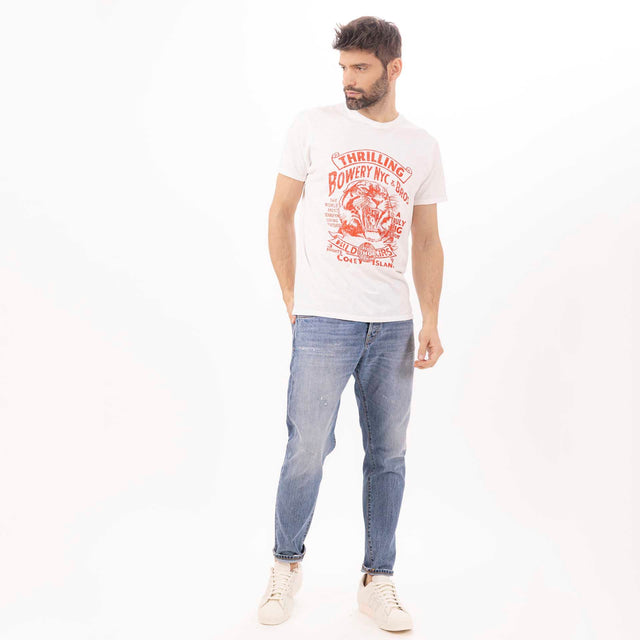 MAN'S "THRILLING" CREWNECK SHORT SLEEVE T-SHIRT - SLUB JERSEY - Bowery NYC