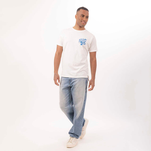 MAN'S "A LIFE" CREWNECK SHORT SLEEVE T-SHIRT W/SIDE SLITS- VINTAGE JERSEY - Bowery NYC
