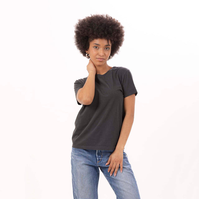 WOMEN'S CREWNECK S/SLEEVE SLIM FIT T-SHIRT - VINTAGE JERSEY - Bowery NYC