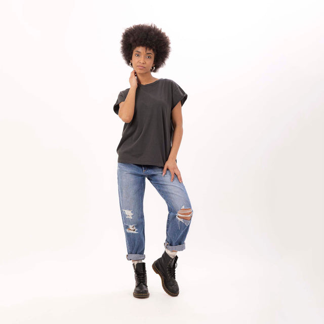 WOMEN'S CREWNECK BOXY T-SHIRT - VINTAGE JERSEY - Bowery NYC