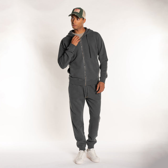 MAN'S ESSENTIAL ZIP HOODED SWEATSHIRT - GARMENT DYED - Bowery NYC