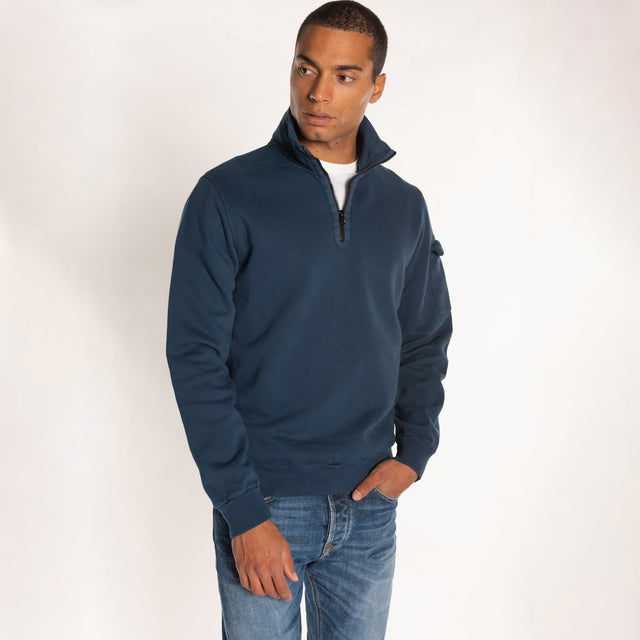 MAN'S ESSENTIAL HALF ZIP CREWNECK SWEATSHIRT - Bowery NYC