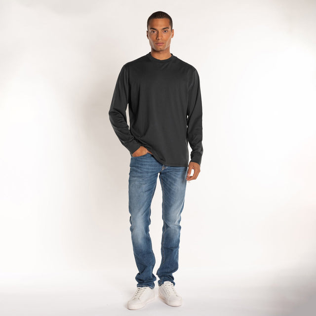 MAN'S ESSENTIAL L/S CREWNECK TSHIRT - MAKO JERSEY - Bowery NYC