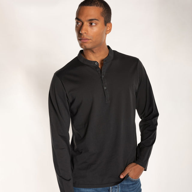 MAN'S ESSENTIAL L/S HENLEY TSHIRT - MAKO JERSEY - Bowery NYC