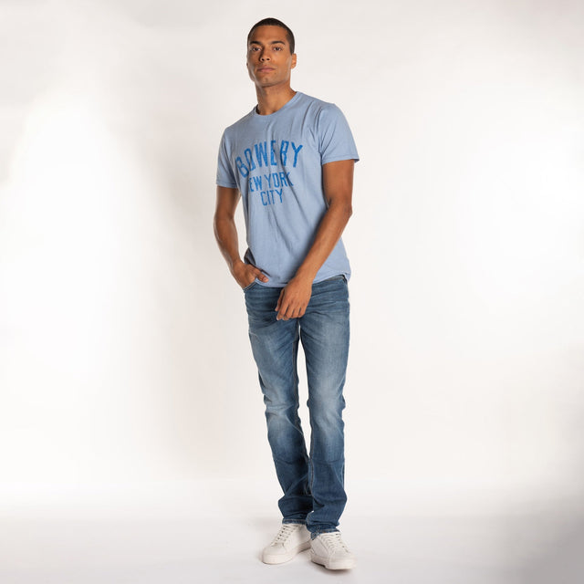 MAN'S "BOWERY NEW YORK" CREW NECK S/S T-SHIRT - SLUB JERSEY - Bowery NYC