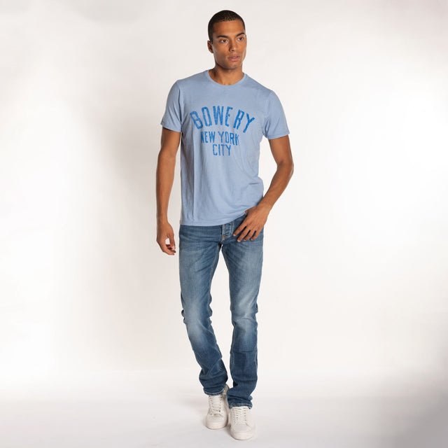 MAN'S "BOWERY NEW YORK" CREW NECK S/S T-SHIRT - SLUB JERSEY - Bowery NYC