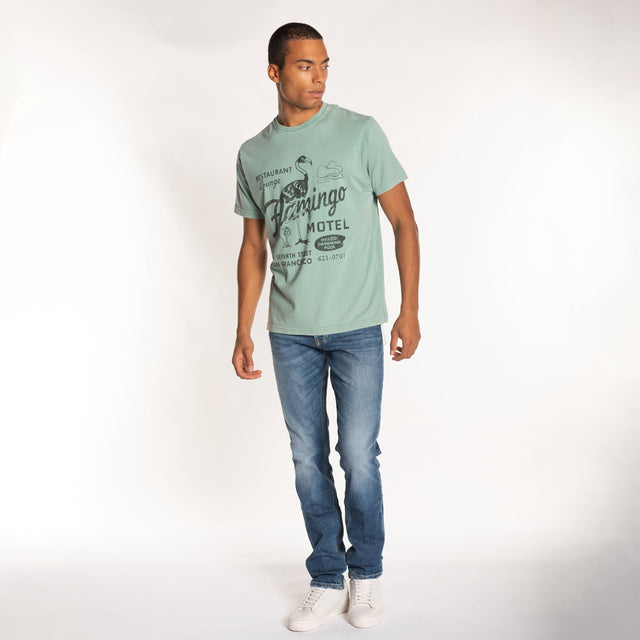 MAN'S "FLAMINGO MOTEL" CREW NECK S/S T-SHIRT - SOFT JERSEY - REGULAR FIT