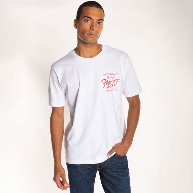 MAN'S "FLAMINGO MOTEL" CREW NECK S/S T-SHIRT - HEAVY JERSEY - RELAXED FIT