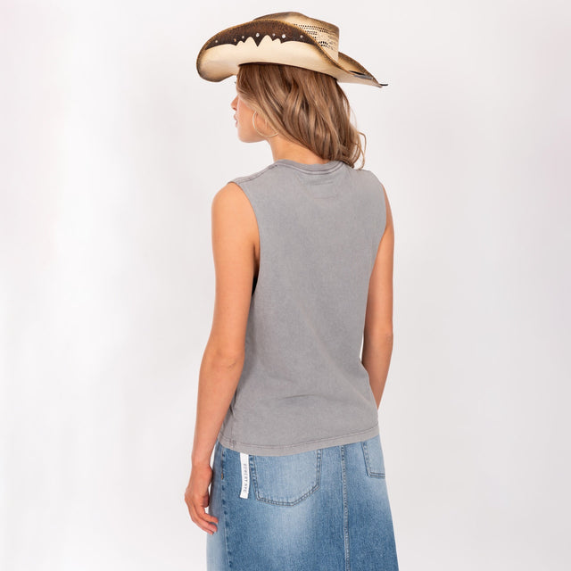 WOMAN'S "GOLD RUSH" CREW NECK SLEEVE LESS T-SHIRT - SOFT JERSEY - REGULAR FIT