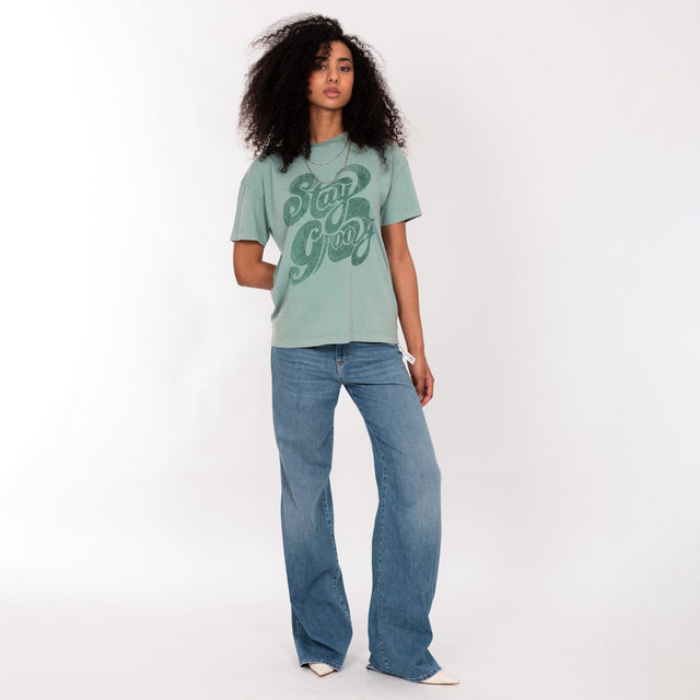 WOMAN'S "STAY GROOY" CREW NECK S/S T-SHIRT - SOFT JERSEY - BOY FIT - Bowery NYC