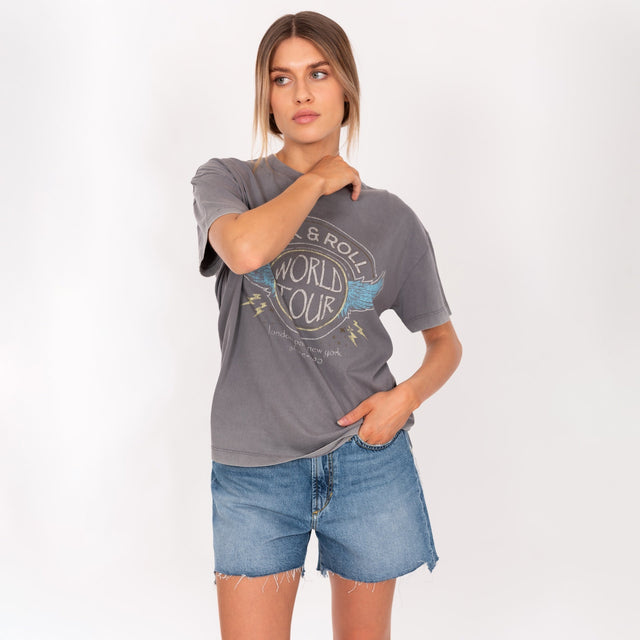 WOMAN'S "ROCK & ROLL" CREW NECK S/S T-SHIRT - SOFT JERSEY - BOY FIT