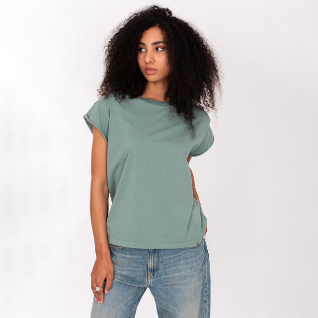 CREW NECK ROLLED UP S/S T-SHIRT - VINTAGE JERSEY - BOXY FIT - Bowery NYC