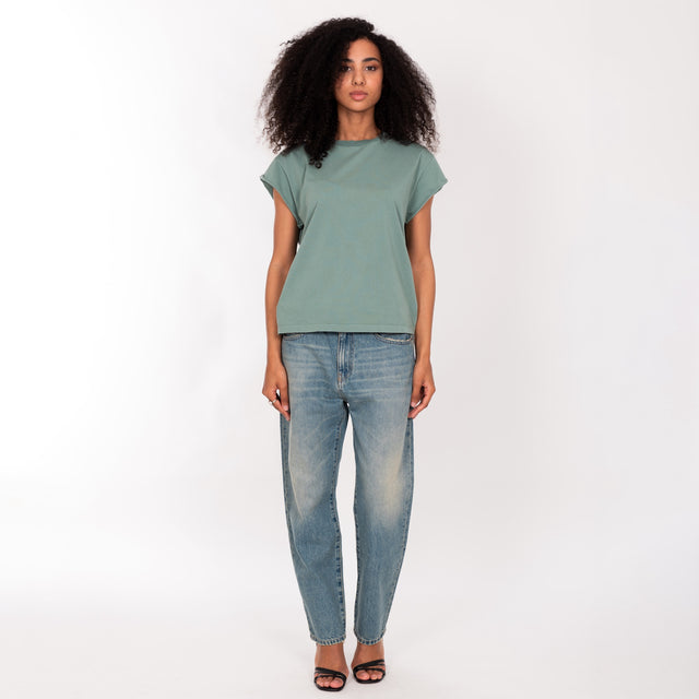 CREW NECK ROLLED UP S/S T-SHIRT - VINTAGE JERSEY - BOXY FIT - Bowery NYC