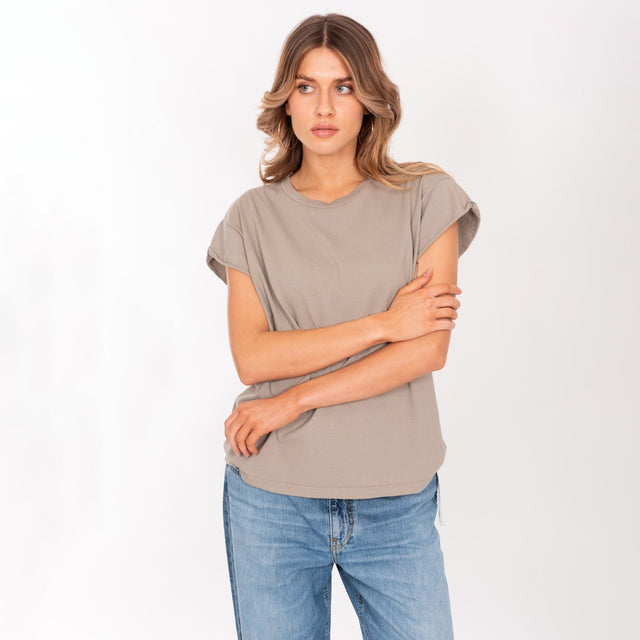 CREW NECK ROLLED UP S/S T-SHIRT - VINTAGE JERSEY - BOXY FIT - Bowery NYC