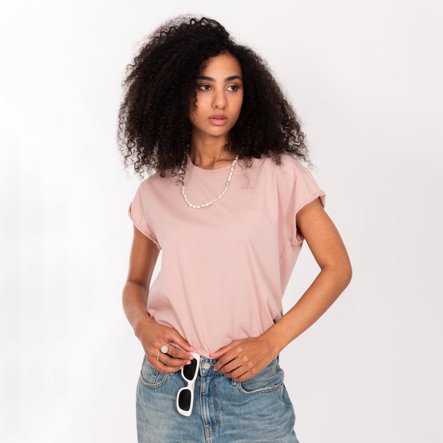 CREW NECK ROLLED UP S/S T-SHIRT - VINTAGE JERSEY - BOXY FIT - Bowery NYC