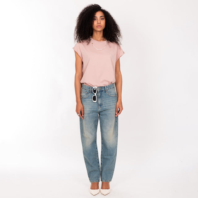 CREW NECK ROLLED UP S/S T-SHIRT - VINTAGE JERSEY - BOXY FIT - Bowery NYC