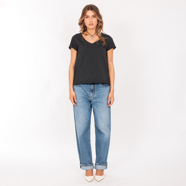 V NECK S/S T-SHIRT - VINTAGE JERSEY - REGULAR FIT - Bowery NYC