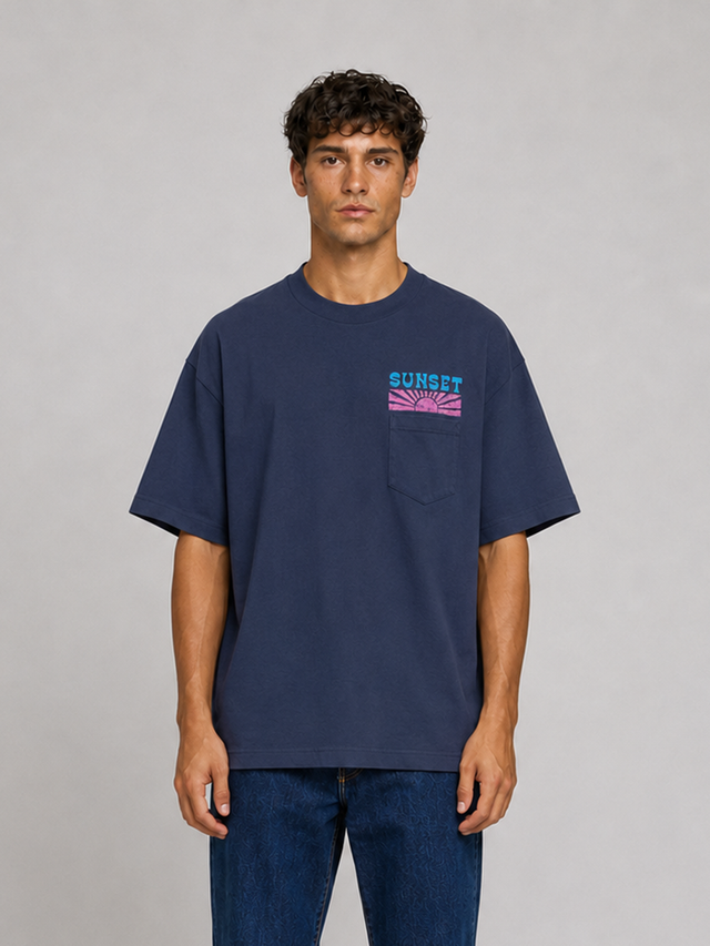 SUNSET T-SHIRT WITH POCKET - HEAVY JERSEY - Bowery NYC