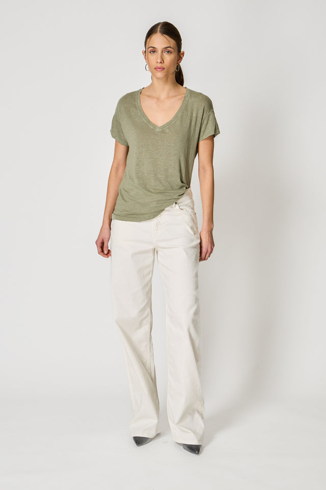 ESSENTIAL V-NECK T-SHIRT - LINEN JERSEY - Bowery NYC