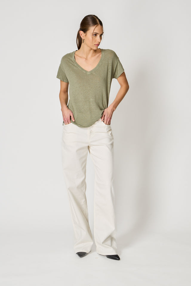 ESSENTIAL V-NECK T-SHIRT - LINEN JERSEY - Bowery NYC