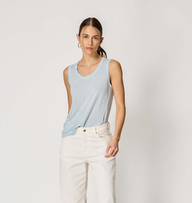 ESSENTIAL TANK NO SLEEVES -LINEN JERSEY - Bowery NYC