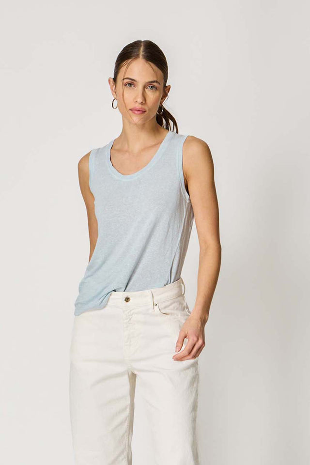 ESSENTIAL TANK NO SLEEVES -LINEN JERSEY - Bowery NYC