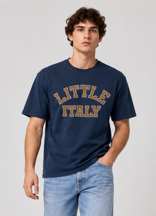 LITTLE ITALY T-SHIRT - HEAVY CARBON PEACHED JERSEY