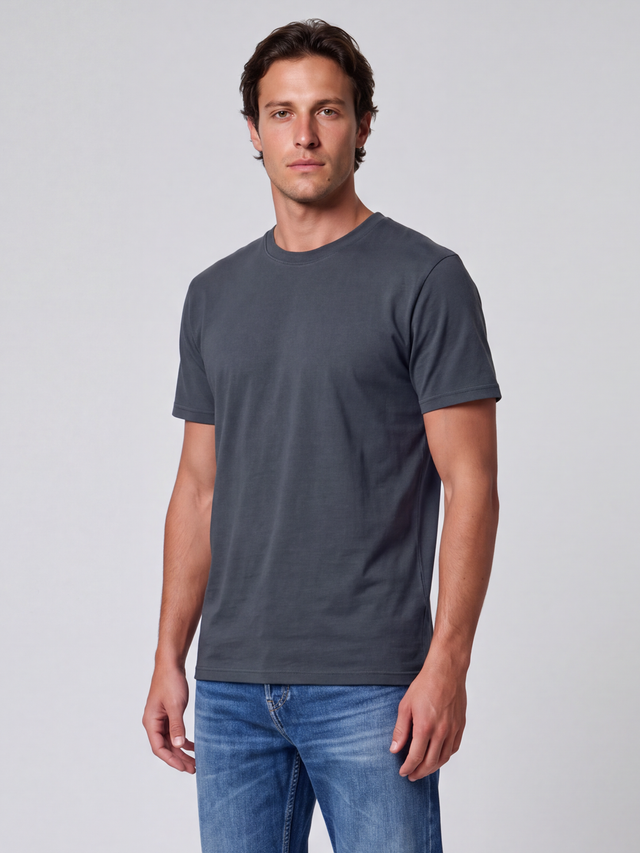 ESSENTIAL T-SHIRT - HEAVY CARBON PEACHED JERSEY - Bowery NYC