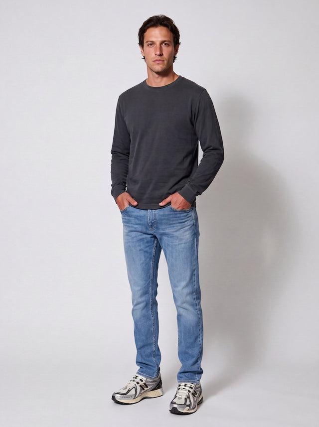 ESSENTIAL T-SHIRT - HEAVY CARBON PEACHED JERSEY- - Bowery NYC